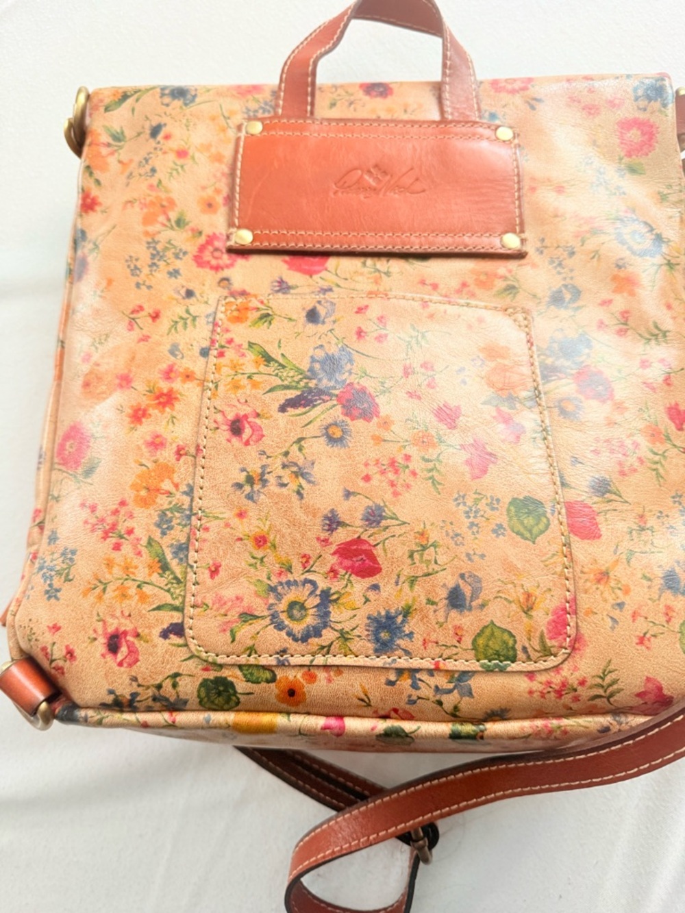 Patricia Nash Luzille convertible backpack handbag leather Prairie Rose Pattern - Picture 2 of 9